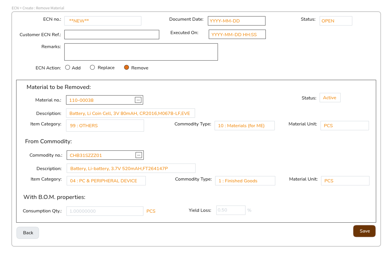 ECN Create Remove